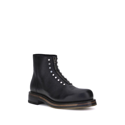 Alexander McQueen Black Calf Leather Bos Taurus Ankle Boots Alexander McQueen