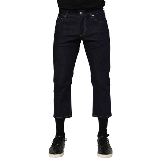 Dolce & Gabbana Dark Blue Cotton Logo Slim Fit Men Denim Jeans PAN76361-48