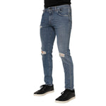 Dolce & Gabbana Blue Cotton Tattered Skinny Logo Denim Jeans PAN76363-48