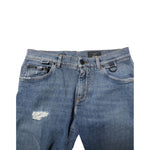 Dolce & Gabbana Blue Cotton Tattered Skinny Logo Denim Jeans PAN76363-48