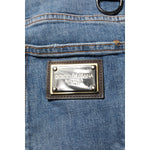 Dolce & Gabbana Blue Cotton Tattered Skinny Logo Denim Jeans PAN76363-48