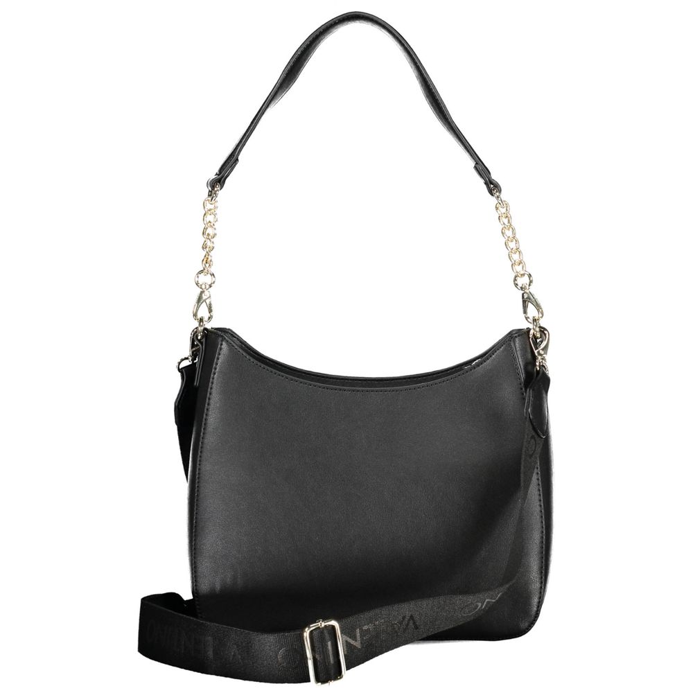 Mario Valentino Black Polyethylene Handbag with removable shoulder handle, adjustable strap, inside pocket, and zip closure.