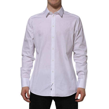 Dolce & Gabbana White Cotton GOLD Long Sleeves Formal Shirt Dolce & Gabbana