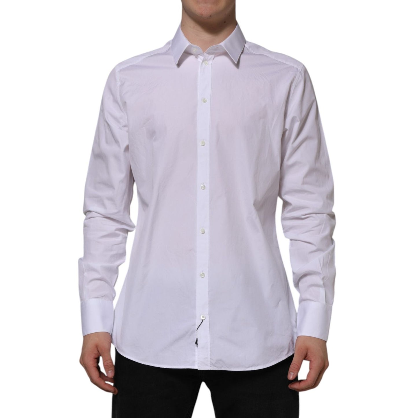 Dolce & Gabbana White Cotton GOLD Long Sleeves Formal Shirt Dolce & Gabbana