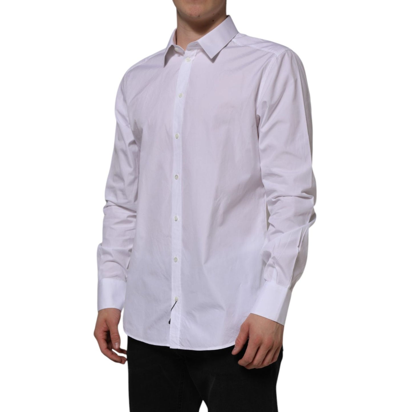 Dolce & Gabbana White Cotton GOLD Long Sleeves Formal Shirt Dolce & Gabbana