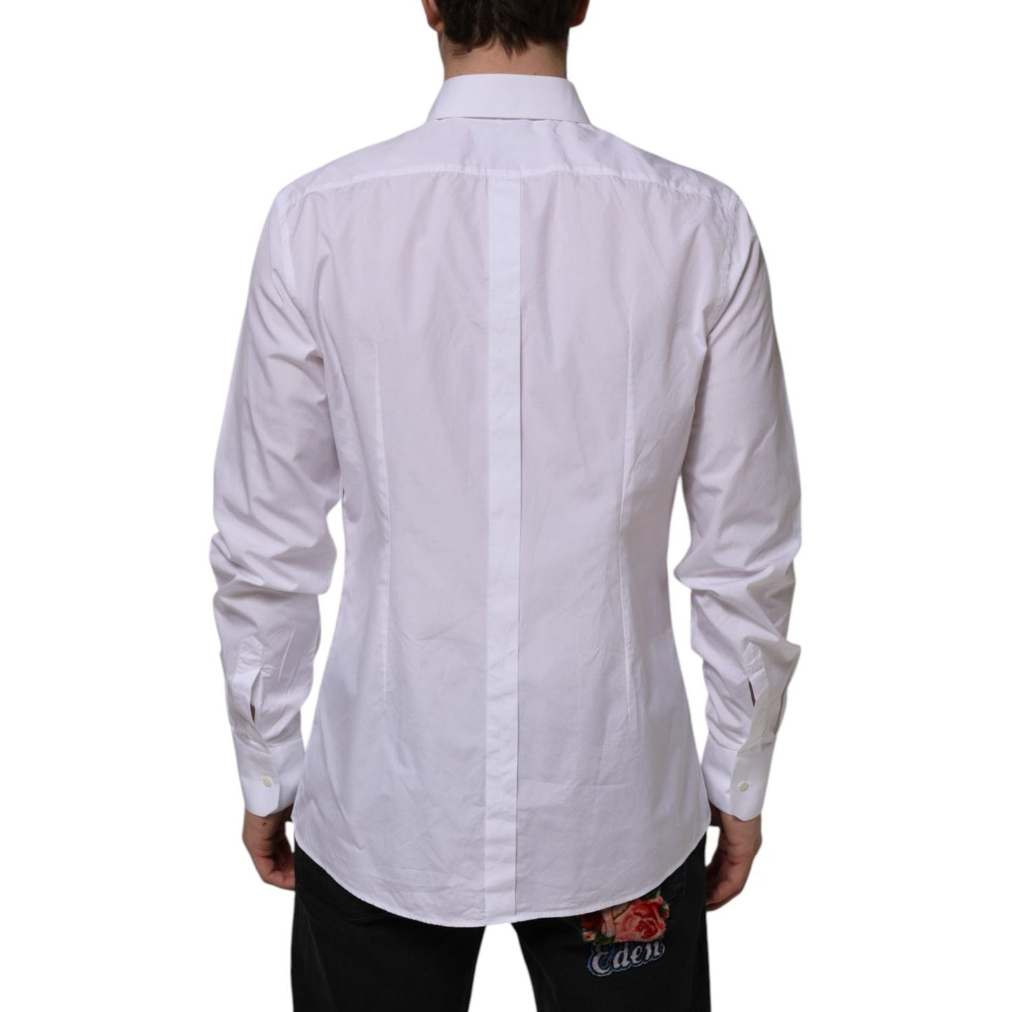 Dolce & Gabbana White Cotton GOLD Long Sleeves Formal Shirt Dolce & Gabbana