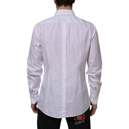 Dolce & Gabbana White Cotton GOLD Long Sleeves Formal Shirt Dolce & Gabbana