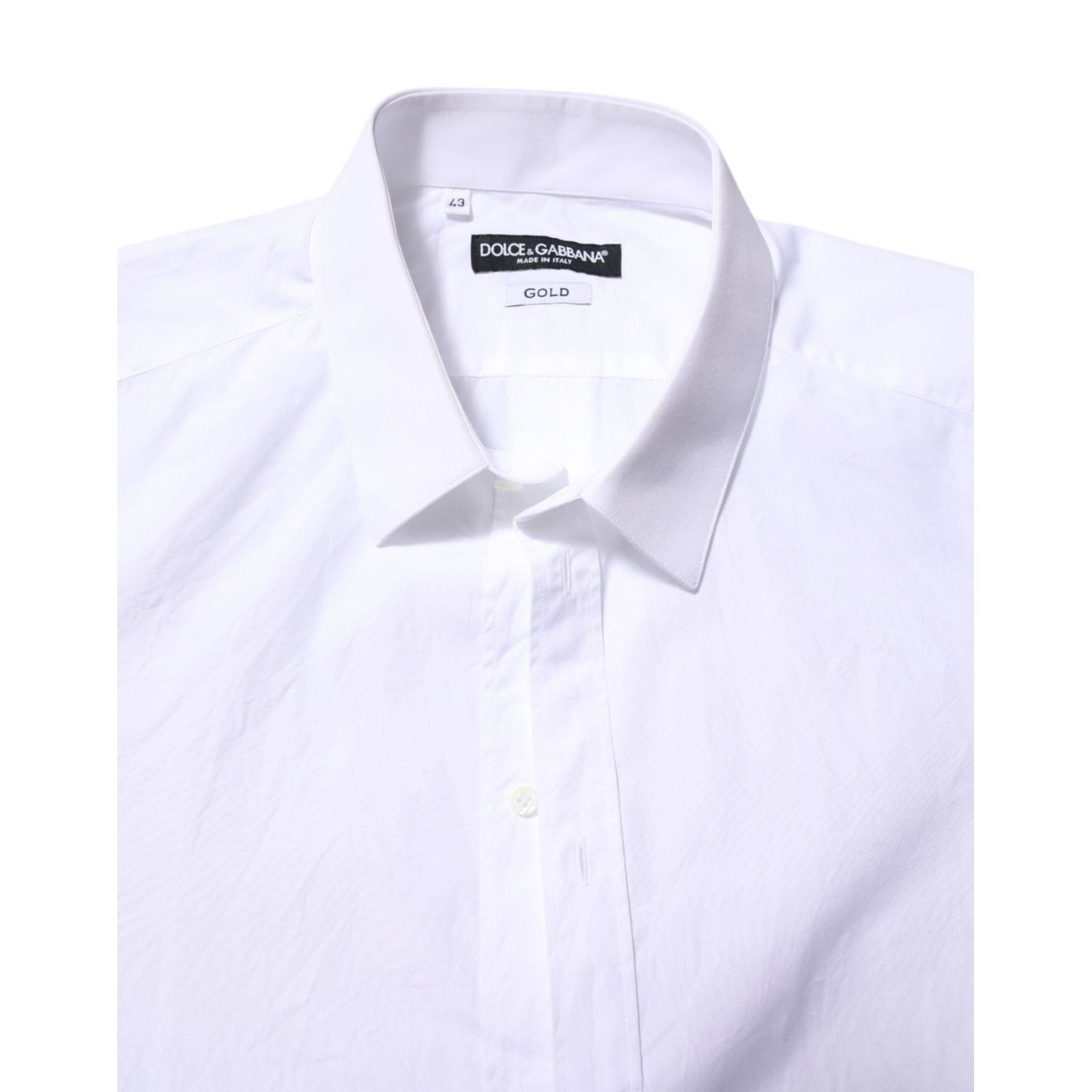 Dolce & Gabbana White Cotton GOLD Long Sleeves Formal Shirt Dolce & Gabbana