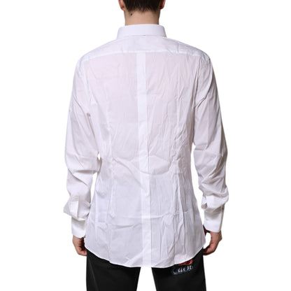 Dolce & Gabbana White Cotton GOLD Long Sleeves Formal Shirt