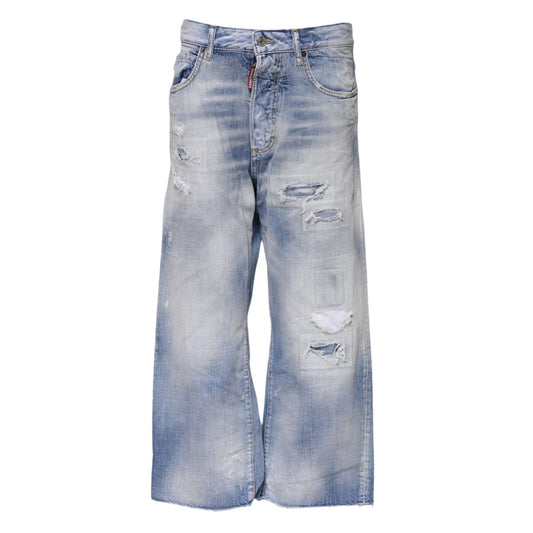 Dsquared² Blue Washed High Waist Wide Leg Jeans PAN74485-38