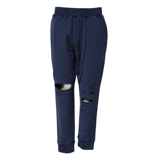 Dsquared² Blue Cotton Mid Waisted Jogger Pants PAN74493-38