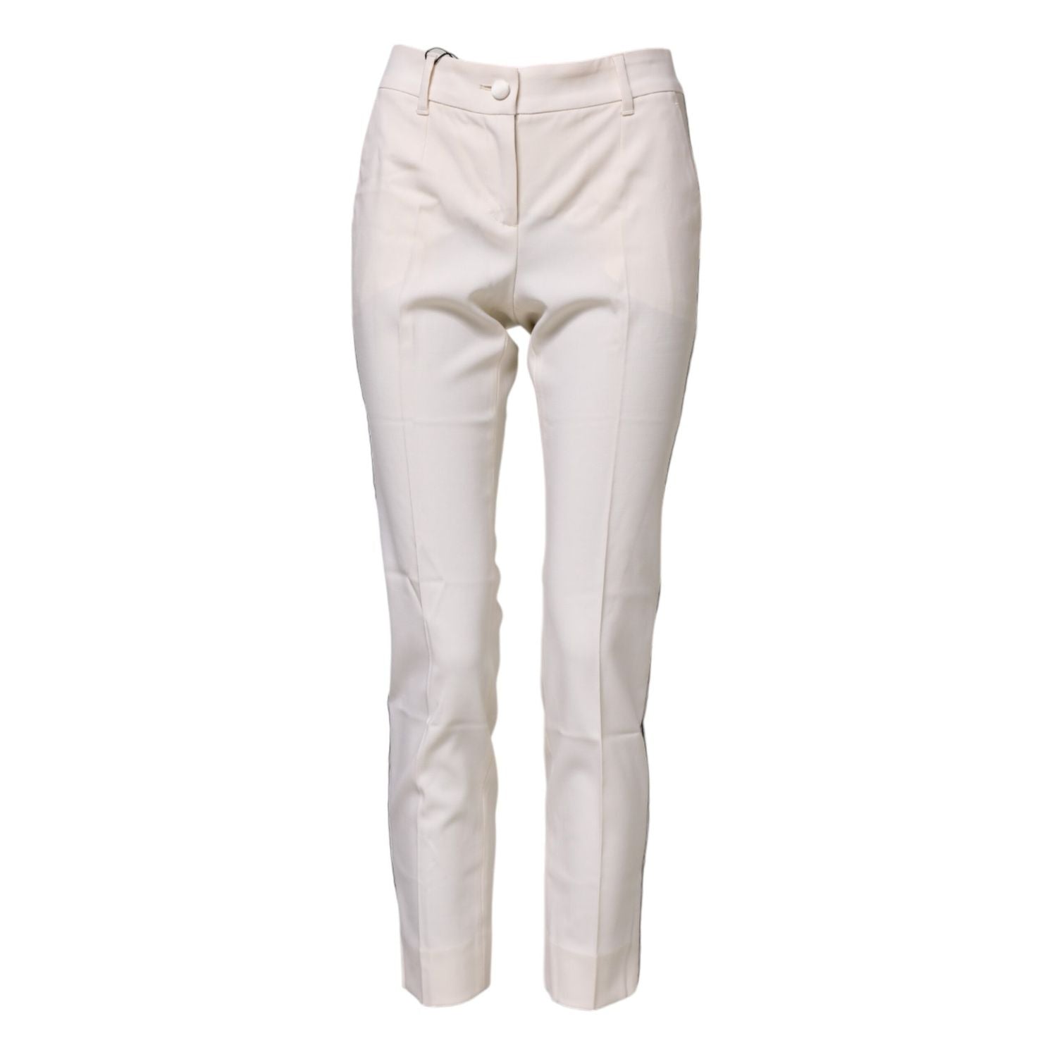 Dolce & Gabbana White Wool Tapered High Waist Pants
