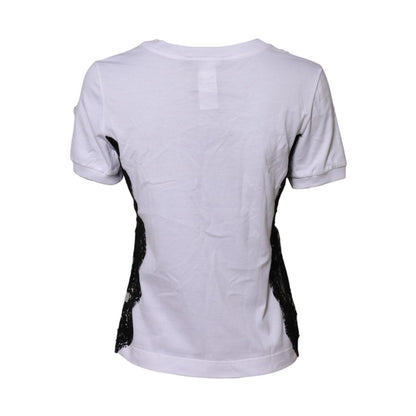 Dolce & Gabbana White Floral Lace DG Detailing Top T-shirt