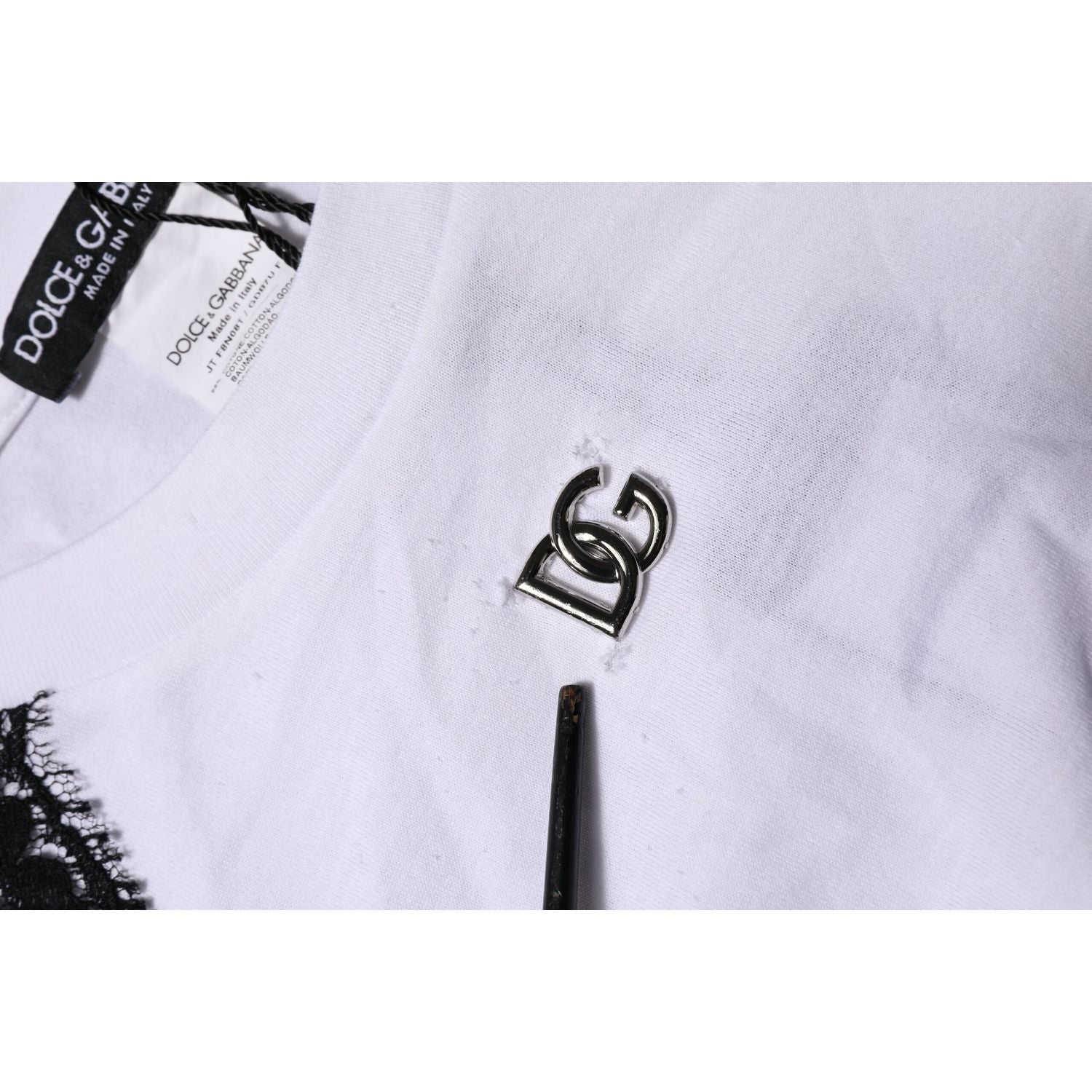 Dolce & Gabbana White Floral Lace DG Detailing Top T-shirt