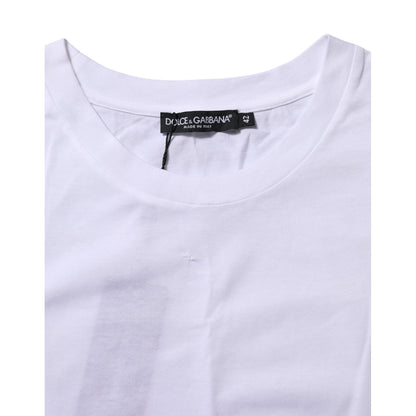 Dolce & Gabbana White Cotton Round Neck Short Sleeves T-shirt
