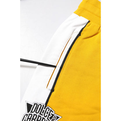 Dolce & Gabbana Yellow Cotton Printed Sweatpants Jogger Pants Dolce & Gabbana