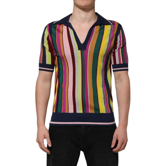 Dolce & Gabbana Multicolor Stripes Collared Men Polo T-shirt THS90357-48