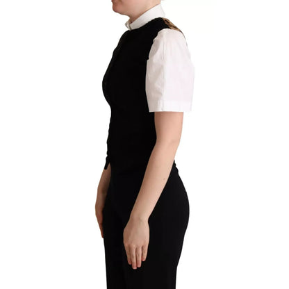 Dolce & Gabbana Black Brown Leopard Print Waistcoat Vest