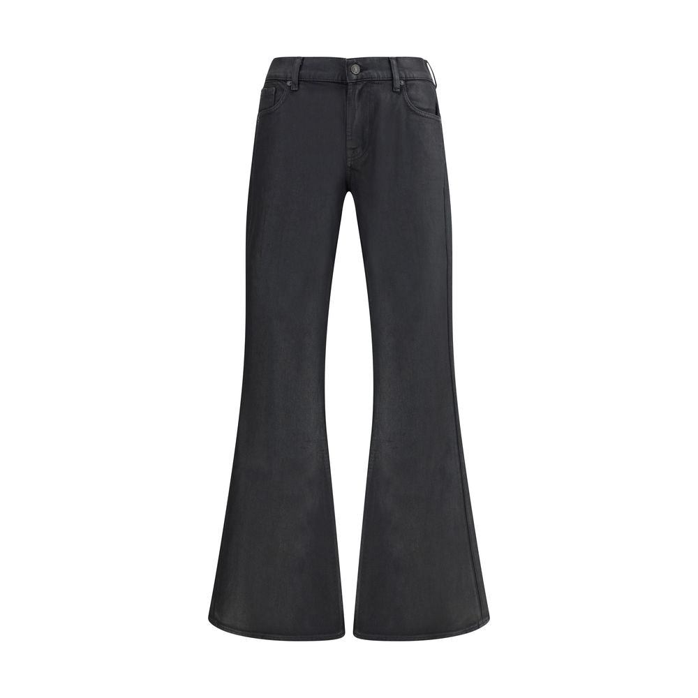 7FOR Black Cotton Flared Jeans