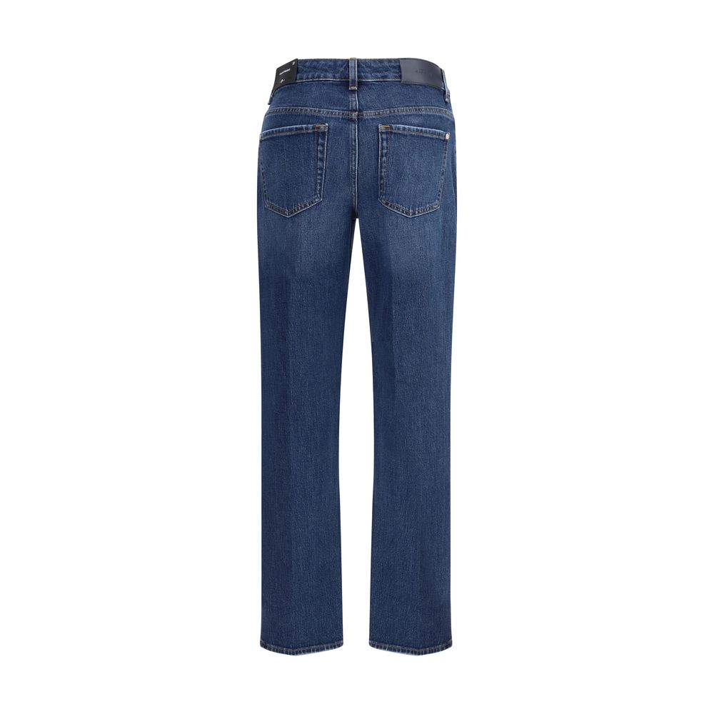 7FOR Blue Cotton Straight-Leg Jeans