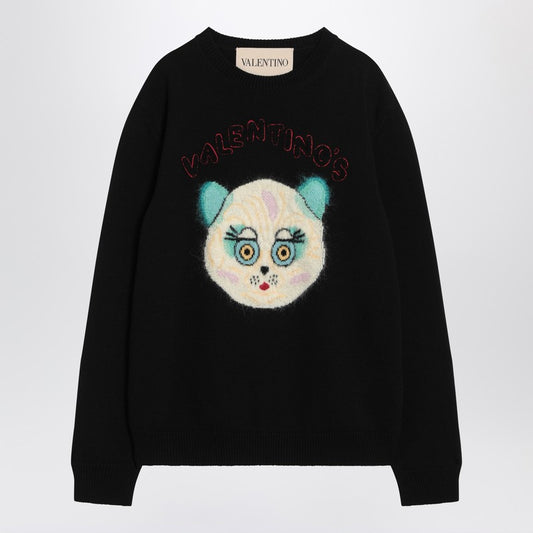Valentino Black sweater with Le Chat de la Maison patch