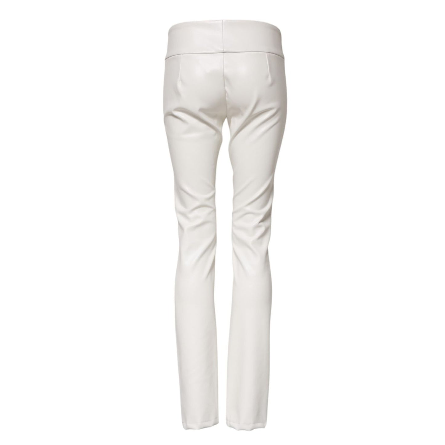 Dolce & Gabbana White Polyurethane High Waist Tapered Pants