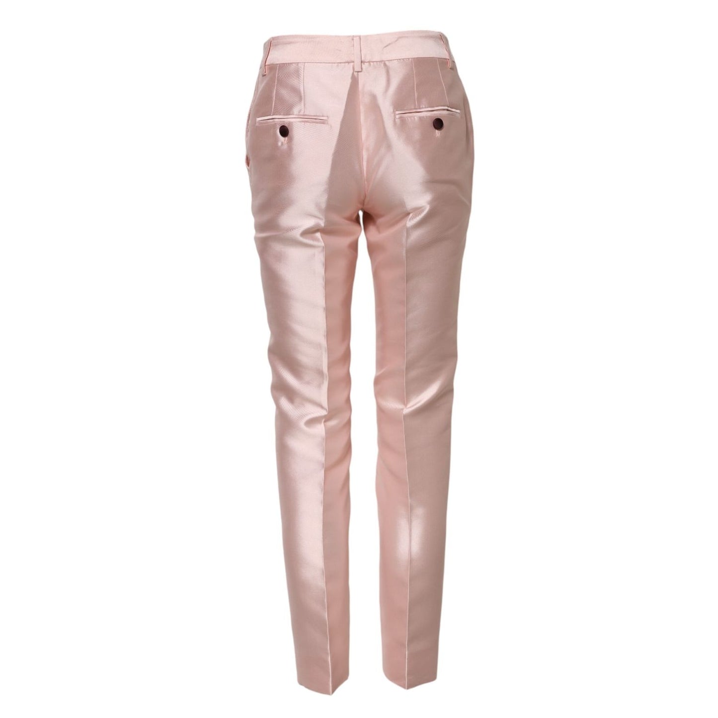 Dolce & Gabbana Pink Satin High Waist Tapered Pants