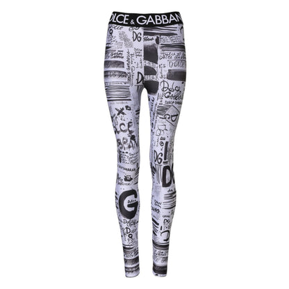 Dolce & Gabbana White Graphic HighWaist Skinny Leggings Pants