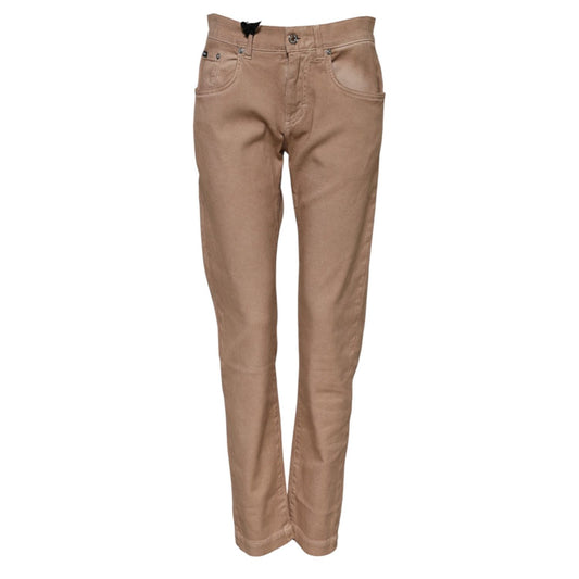 Dolce & Gabbana Brown Cotton Boyfriend Denim Trousers Jeans