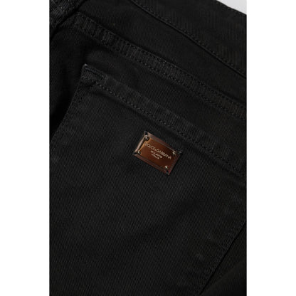 Dolce & Gabbana Black Cotton Skinny Mid Waist Denim Jeans