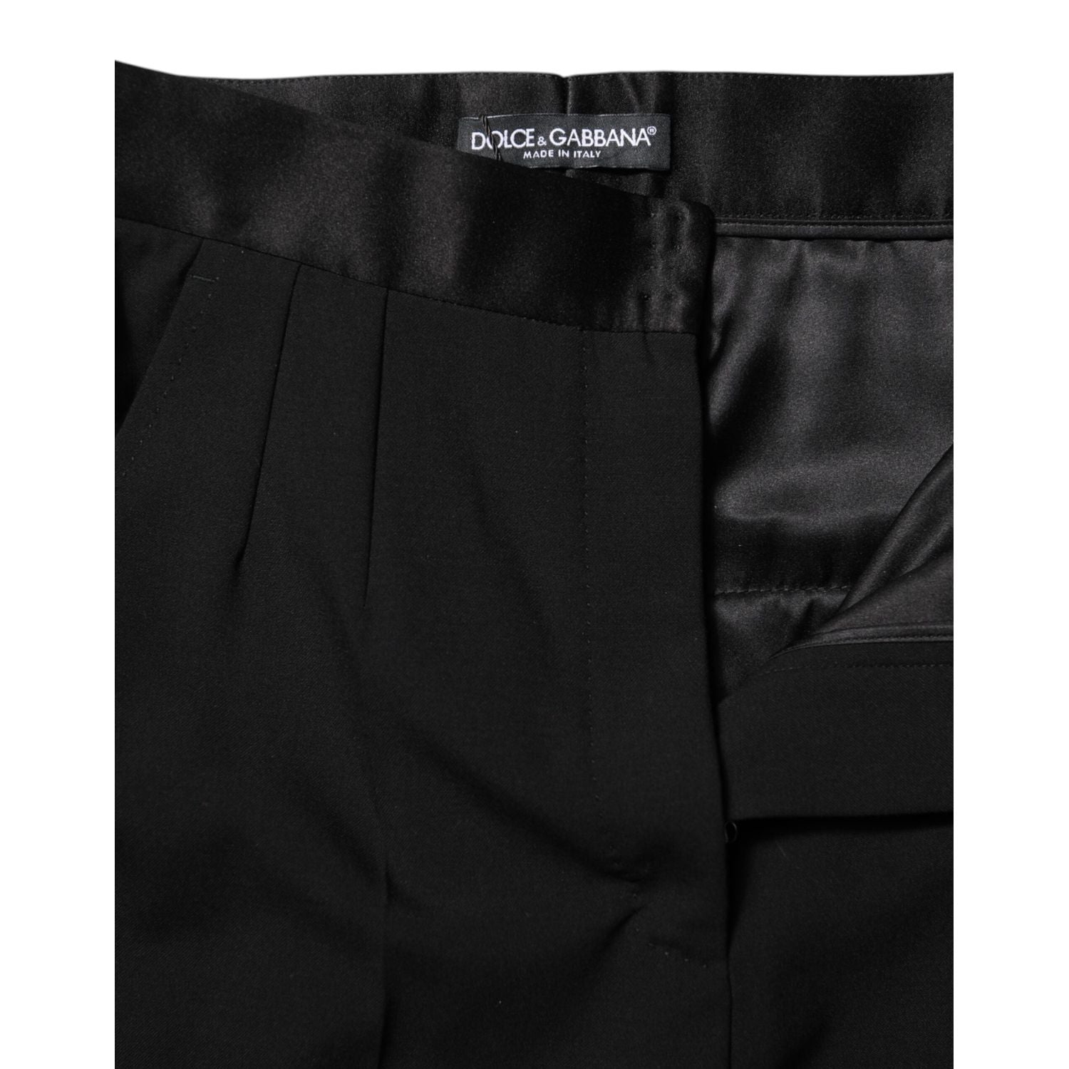 Dolce & Gabbana Black Wool Tapered High Waist Pants