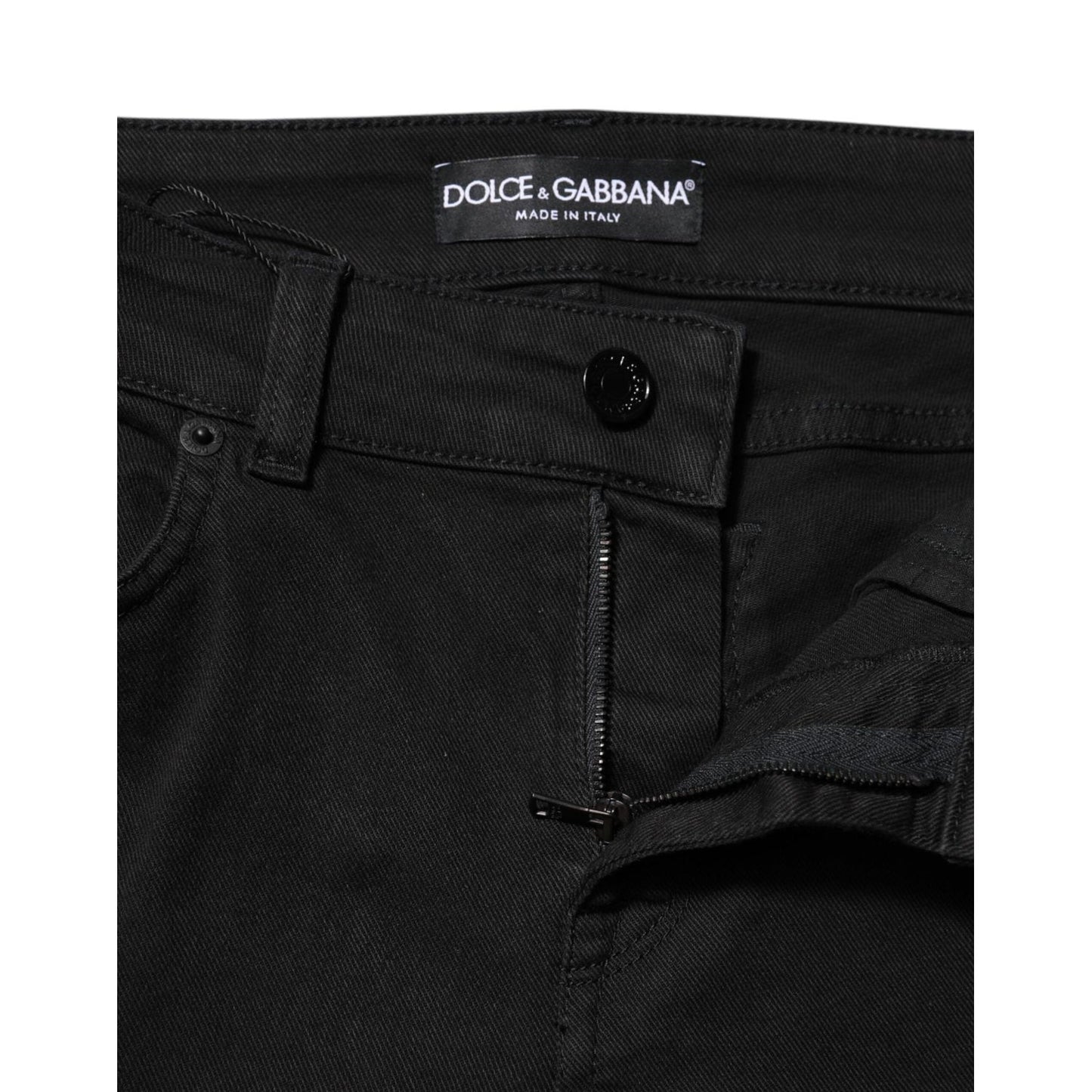 Dolce & Gabbana Black Cotton Skinny Mid Waist Denim Jeans