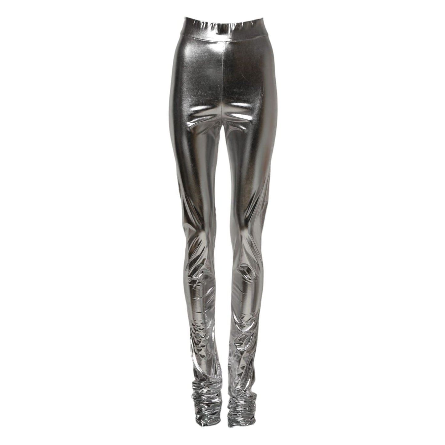 Dolce & Gabbana Metallic Silver Polyester Slim Fit Leggings Pants