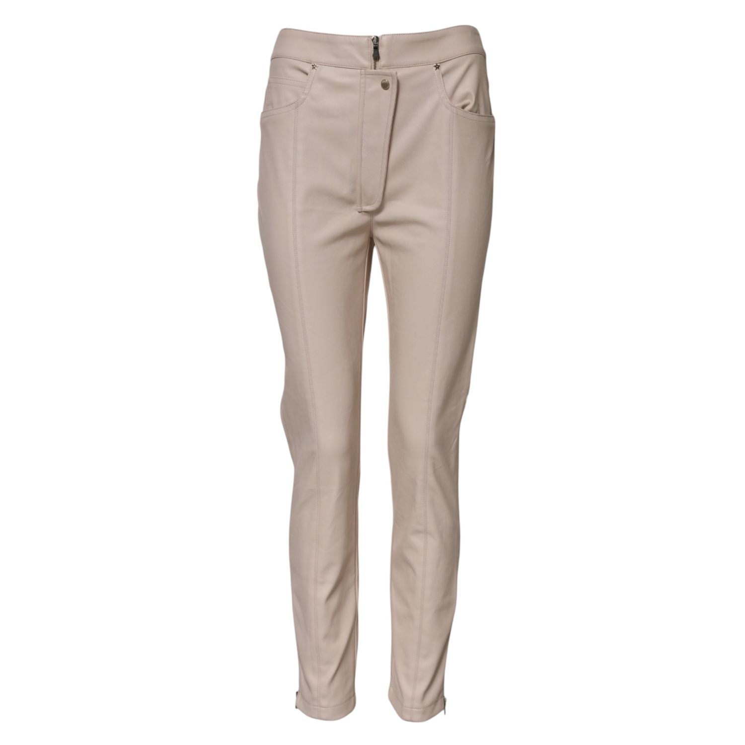 Elisabetta Franchi Beige High Waist Tapered Pants