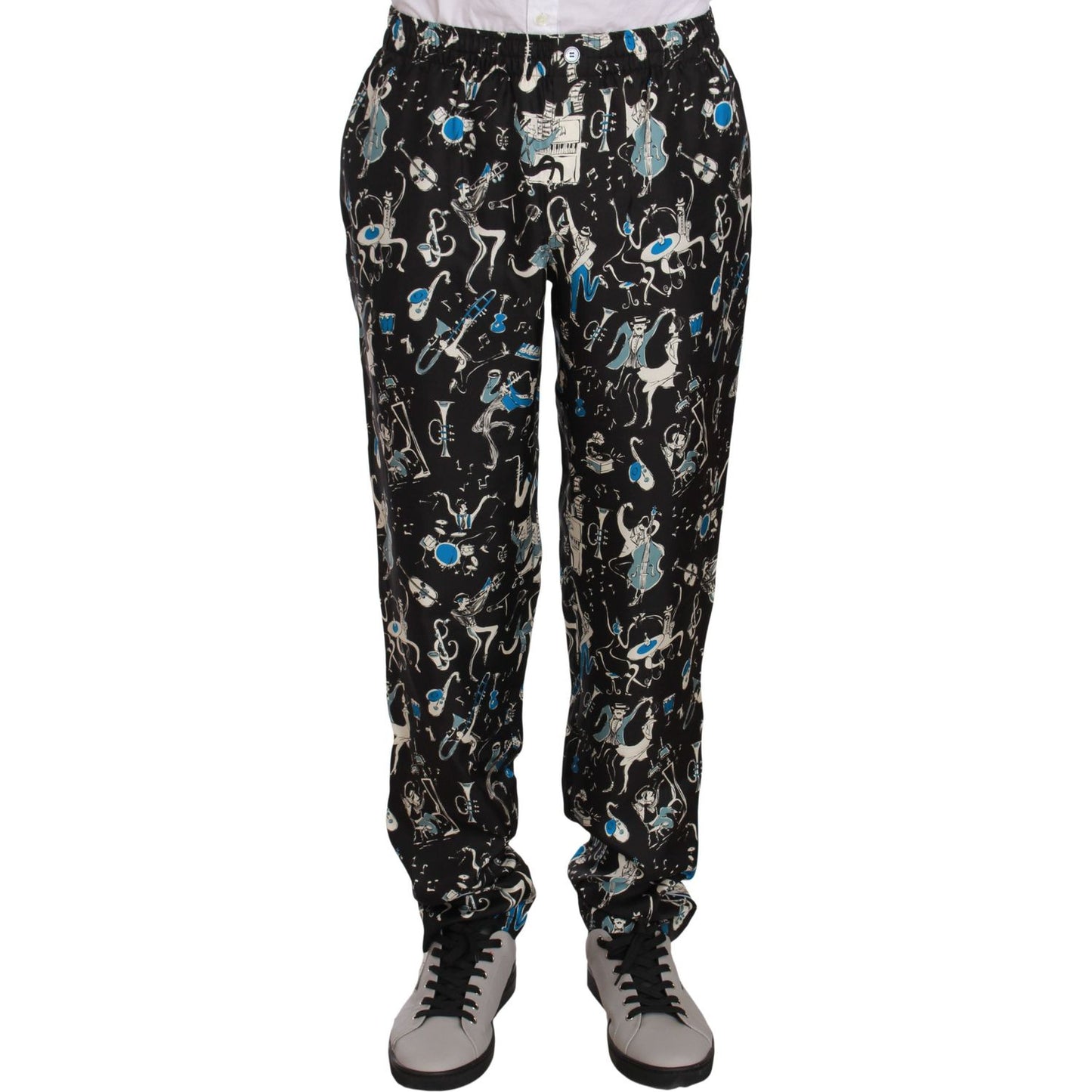 Dolce & Gabbana Black Musical Instrument Sleepwear Pants Jeans & Pants