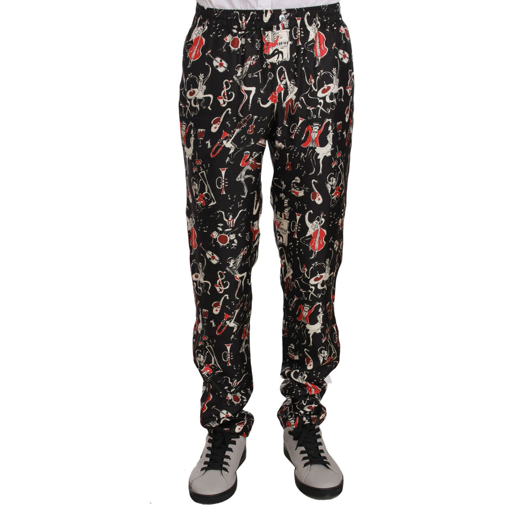 Dolce & Gabbana Red Musical Instrument Print Sleepwear Pants PAN61304-48
