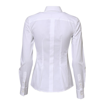Dolce & Gabbana White Cotton Long Sleeves Collared Shirt Top Dolce & Gabbana
