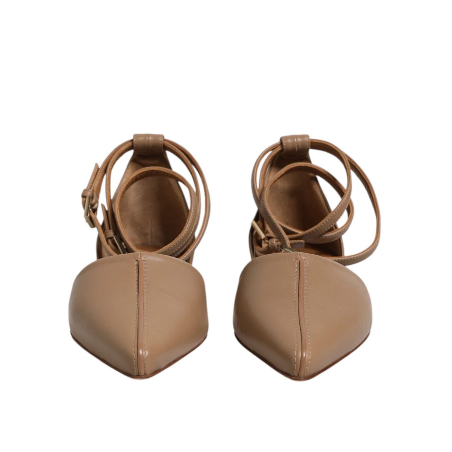 Max Mara Beige Leather Pointed Toe Sandals Ballet Flat Shoes