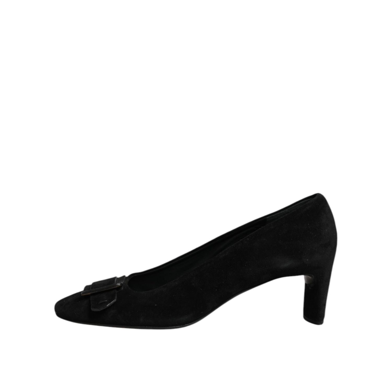DEL CARLO Black Suede Leather Slip On High Heels Pump Shoes