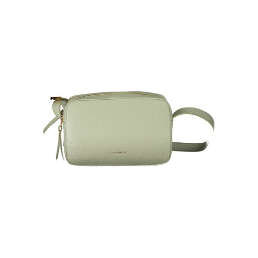 Coccinelle Green Leather Handbag with adjustable shoulder strap, 2 compartments, and zip closure.