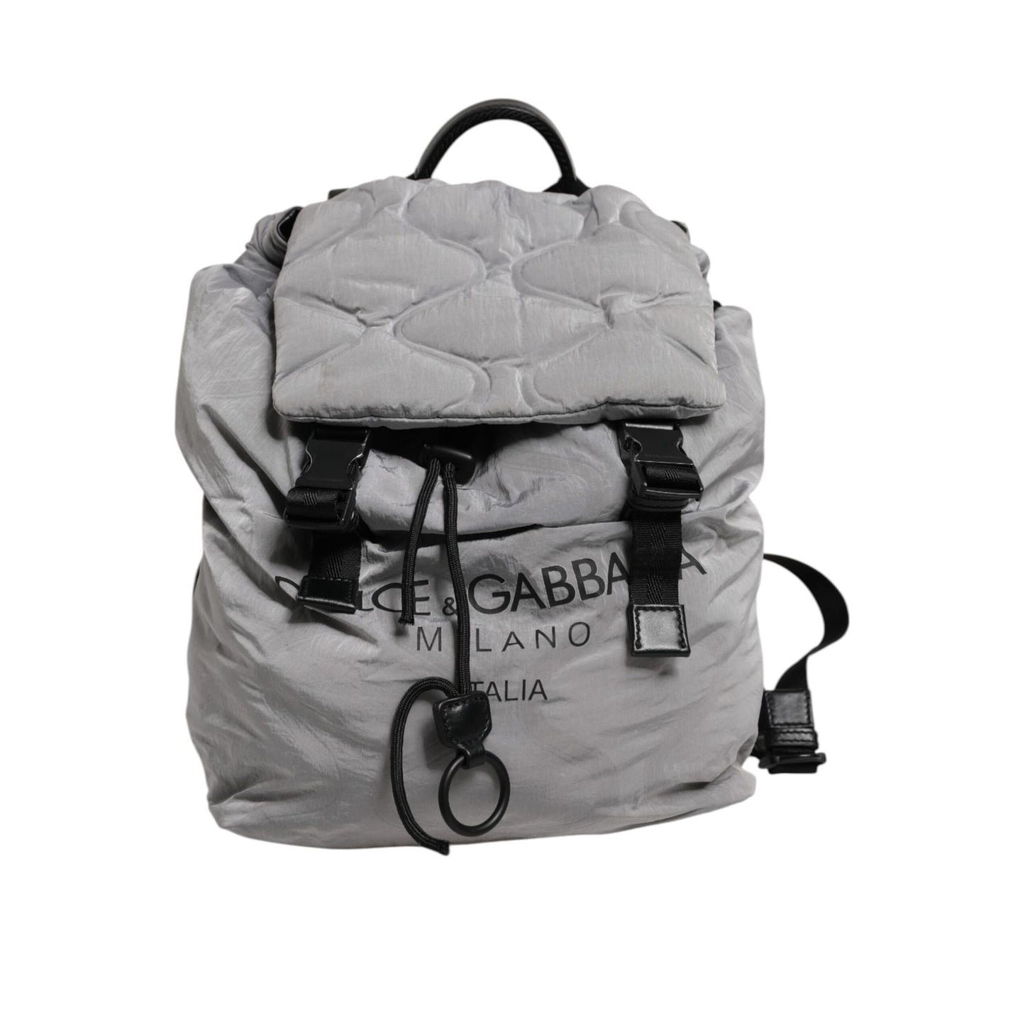 Dolce & Gabbana Gray Milano Print Drawstring Travel Backpack Bag Dolce & Gabbana