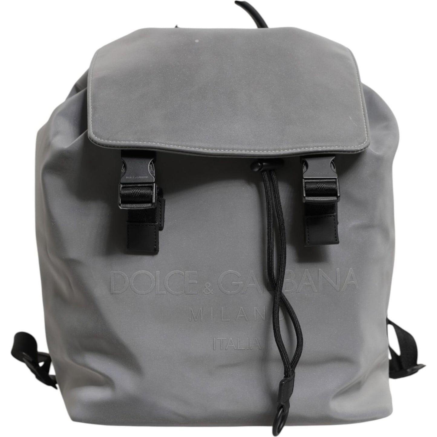 Dolce & Gabbana Gray Palermo Reflector Buckles Drawstring Backpack Bag