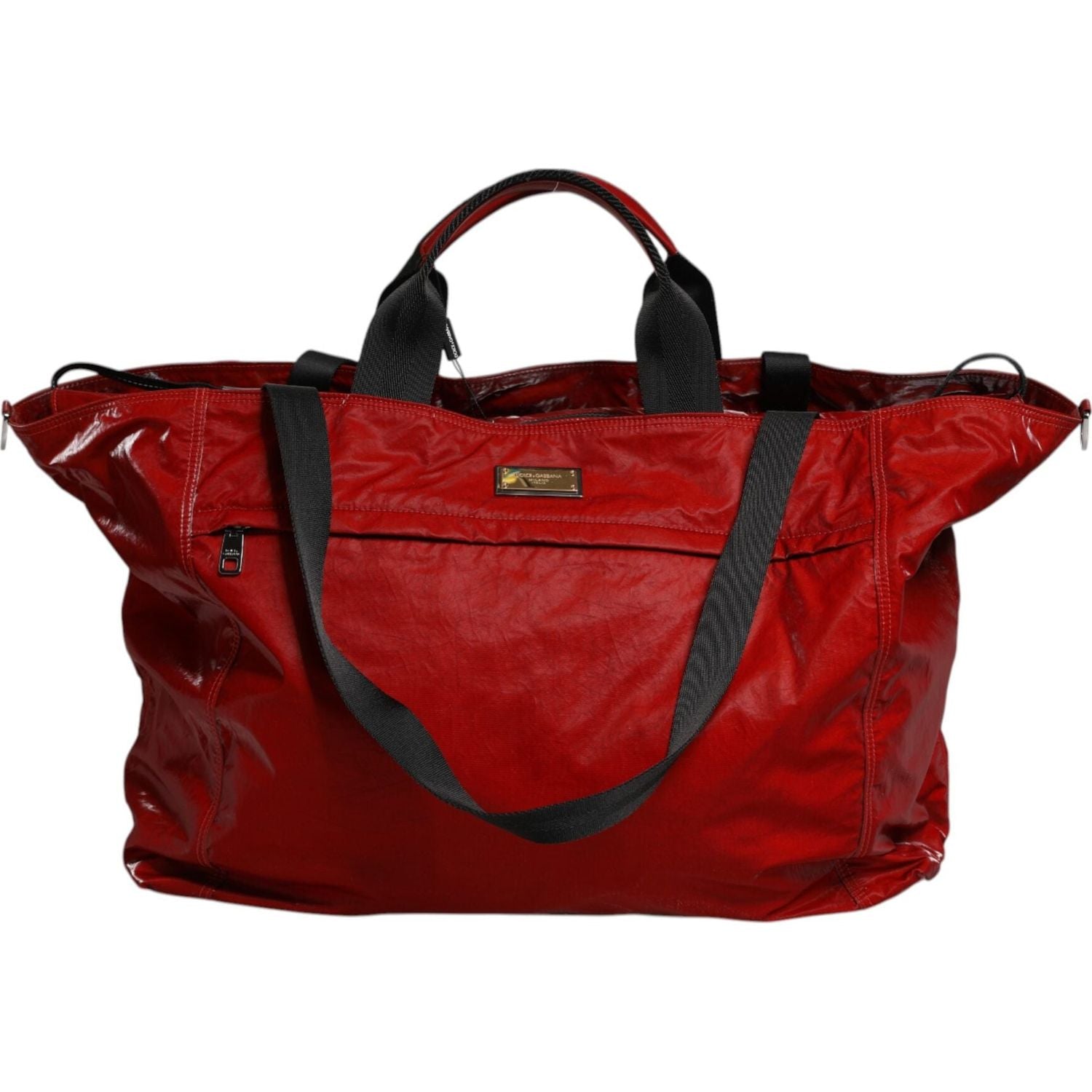 Front view with bag zipped and handles upright.