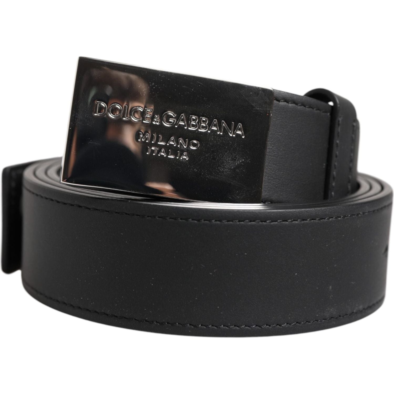 Dolce & Gabbana Black Leather Classic Metal Logo Buckle Belt