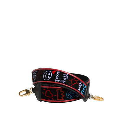 Dolce & Gabbana Black Cotton Printed Women Bag Accessory Shoulder Strap Dolce & Gabbana
