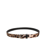 Dolce & Gabbana Brown Leopard Silver Metal Buckle Belt