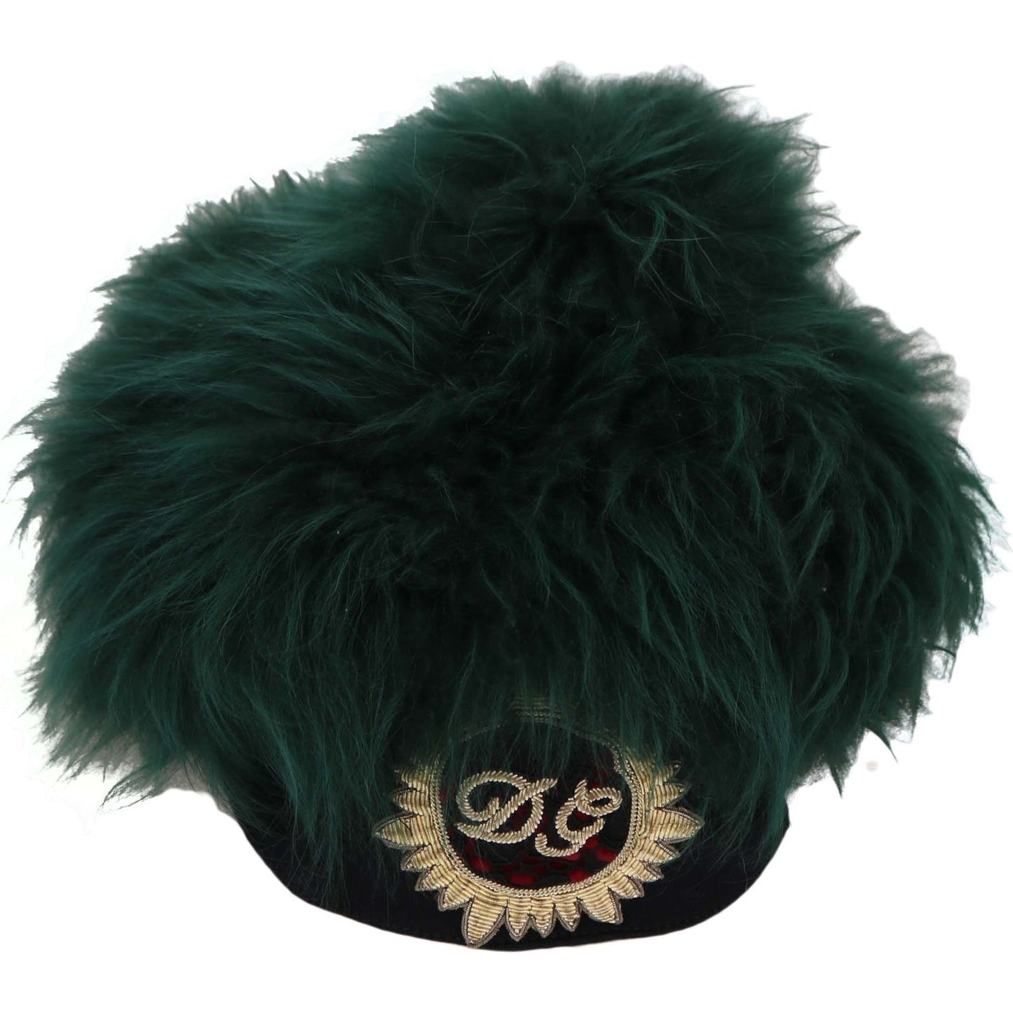Dolce & Gabbana Green Fur DG Logo Embroidered Cloche Hat Hat