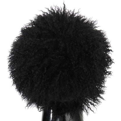 Dolce & Gabbana Black Tibet Lamb Fur Leather Gatsby Hat Hat