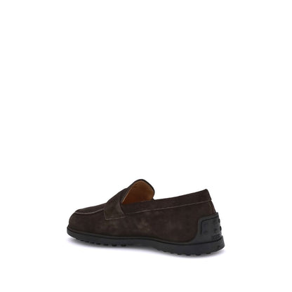 Tod's Brown Calf Leather Bos Taurus Slip-On Loafers
