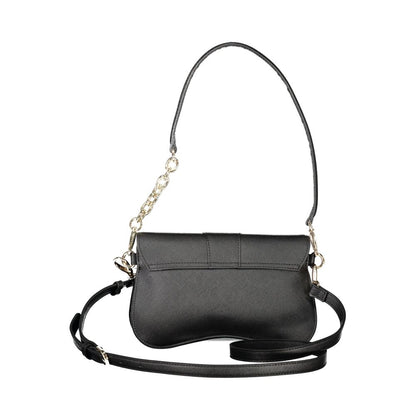 Mario Valentino Black Polyethylene Women Handbag with removable shoulder handle and adjustable strap